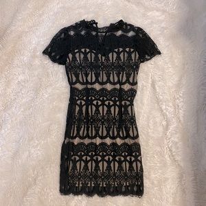 Blu Pepper Black Lace Mini Dress, Size S